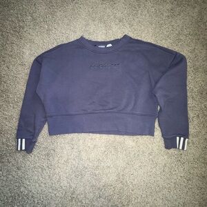 Adidas Women's Dark Purple Cropped Hoodie